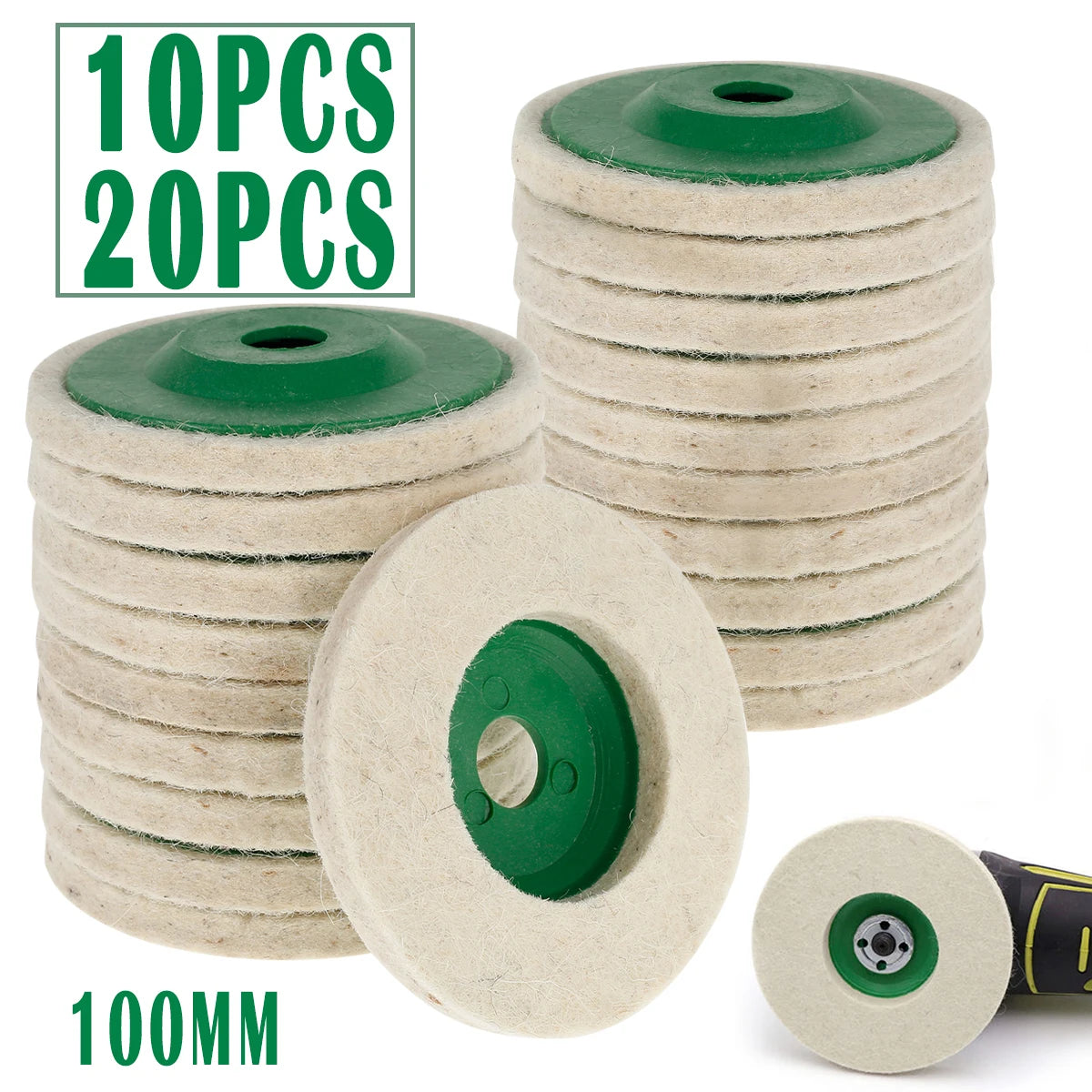 10/20PCS Wool Polishing Wheel Buffing Pad Angle Grinder Wheel Felt Polishing Pad Disc Angle Grinder Accessories for Car Maintain Zpaxo