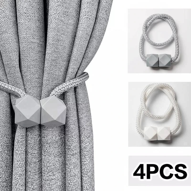 4-Pack Curtain Ties Strong Magnetic No-drill Versatile Clips Home