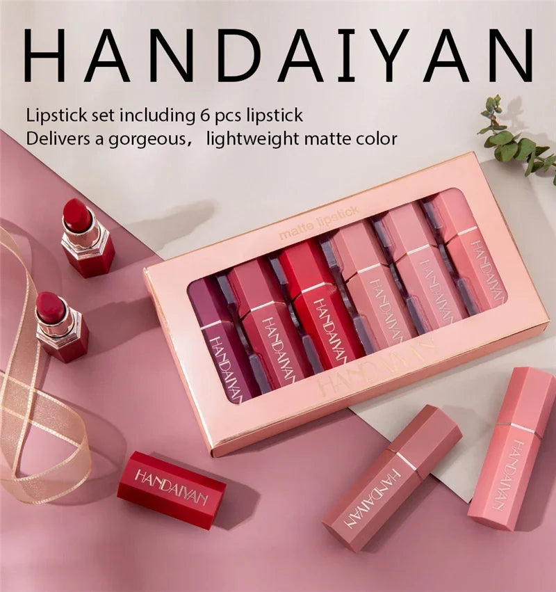 6-Color Matte Lipstick Non-fading Non-stick Cup Long-lasting Velvet