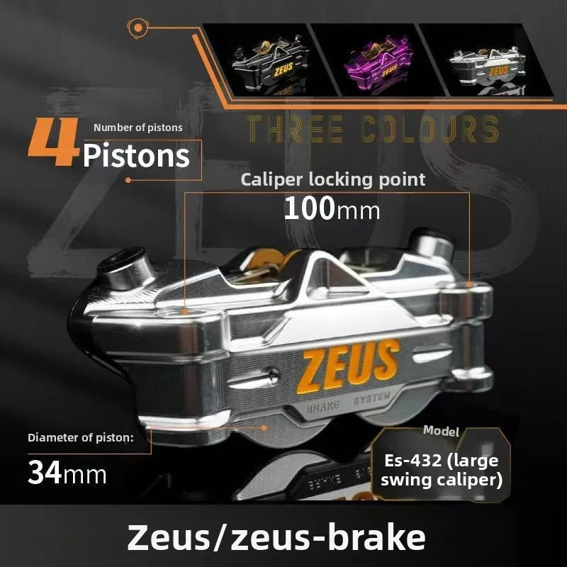 Zeus ES-432 Four-Piston Front Brake Caliper | CNC Aluminum