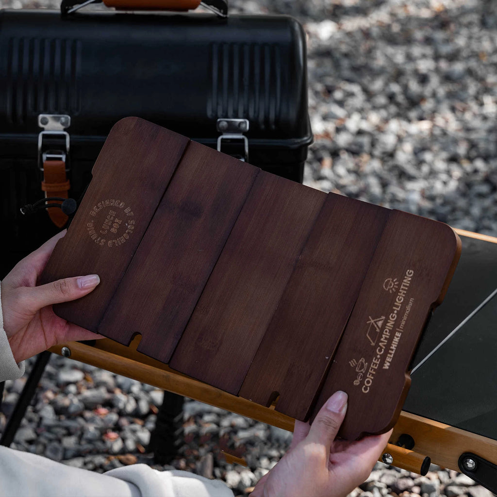 Table Board Compatible Lunch Box Wooden Foldable Outdoor Camping