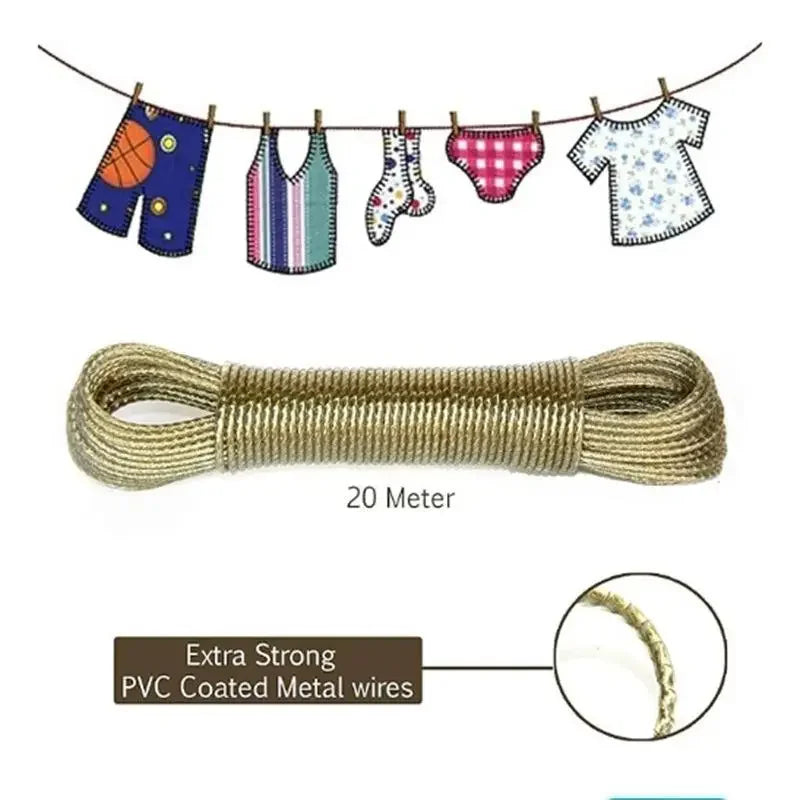 Portable 10/20/30/50M PVC Coating Steel Clothesline Outdoor Clothesline Garden Camping Travel Clothes Drying Rope Zpaxo