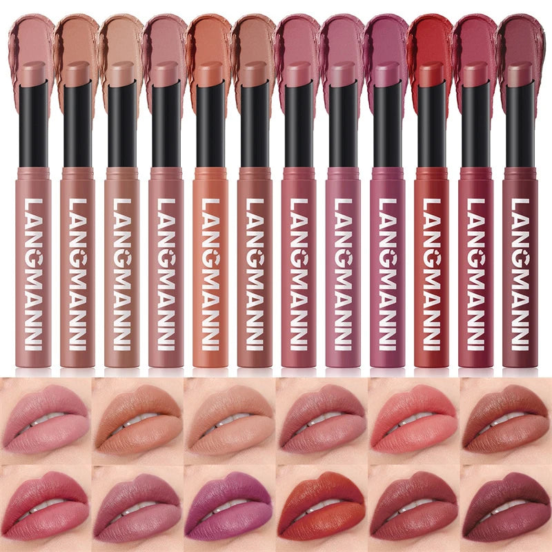 12 Matte Lipstick Pencil Waterproof Long Lasting Non-stick Cup Lip Zpaxo