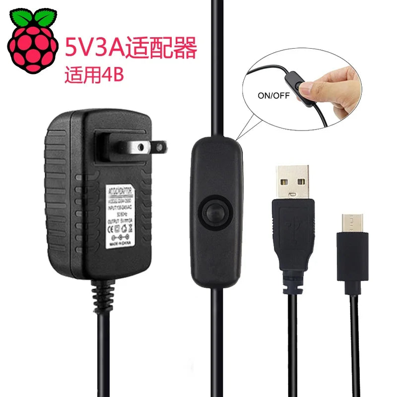 Raspberry Pi 4B power adapter 5V 3A Type-C interface Raspberry Pi 4th generation B power plug Zpaxo