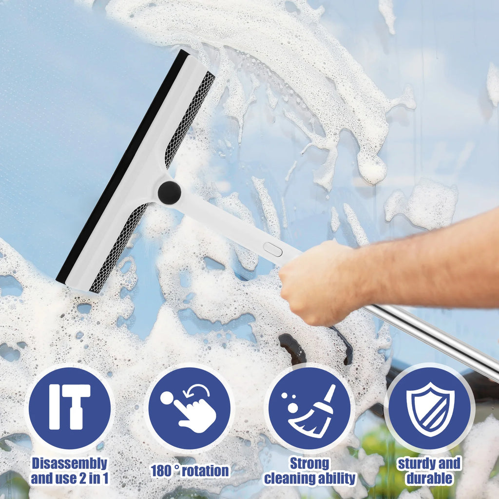 53 Inch Window Cleaner 2-in-1 Sponge Squeegee & Scrubber 180-Degree Rotatable Window with Extendable Outdoor For Glass Mirror Zpaxo
