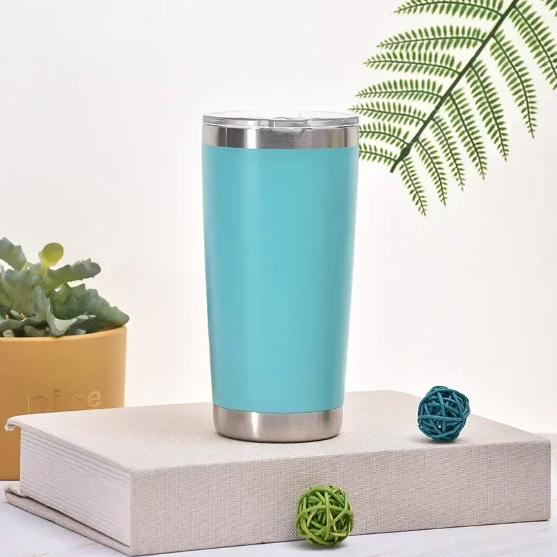 20oz High Color Double Layer Stainless Steel Insulated Cup Car Cup Ice Cream Cup Beer Cup Outdoor Portable Water Cup Zpaxo Lake Blue 20oz
