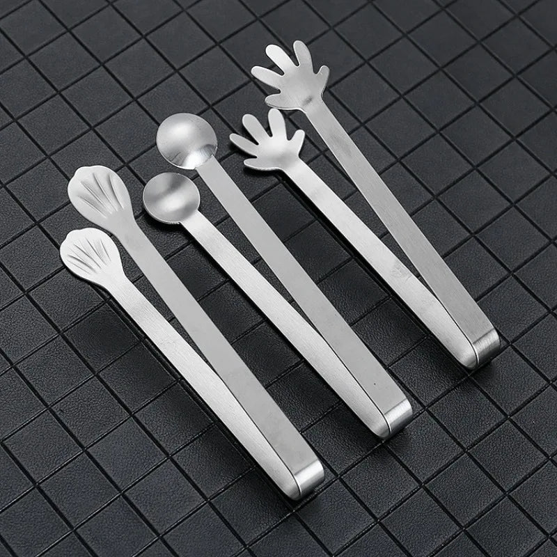 5PCS Stainless Steel Mini Creative Food Clip Small Palm Snack Cake Dim Sum Antiskid Food Kitchen Candy Snack Clip Zpaxo