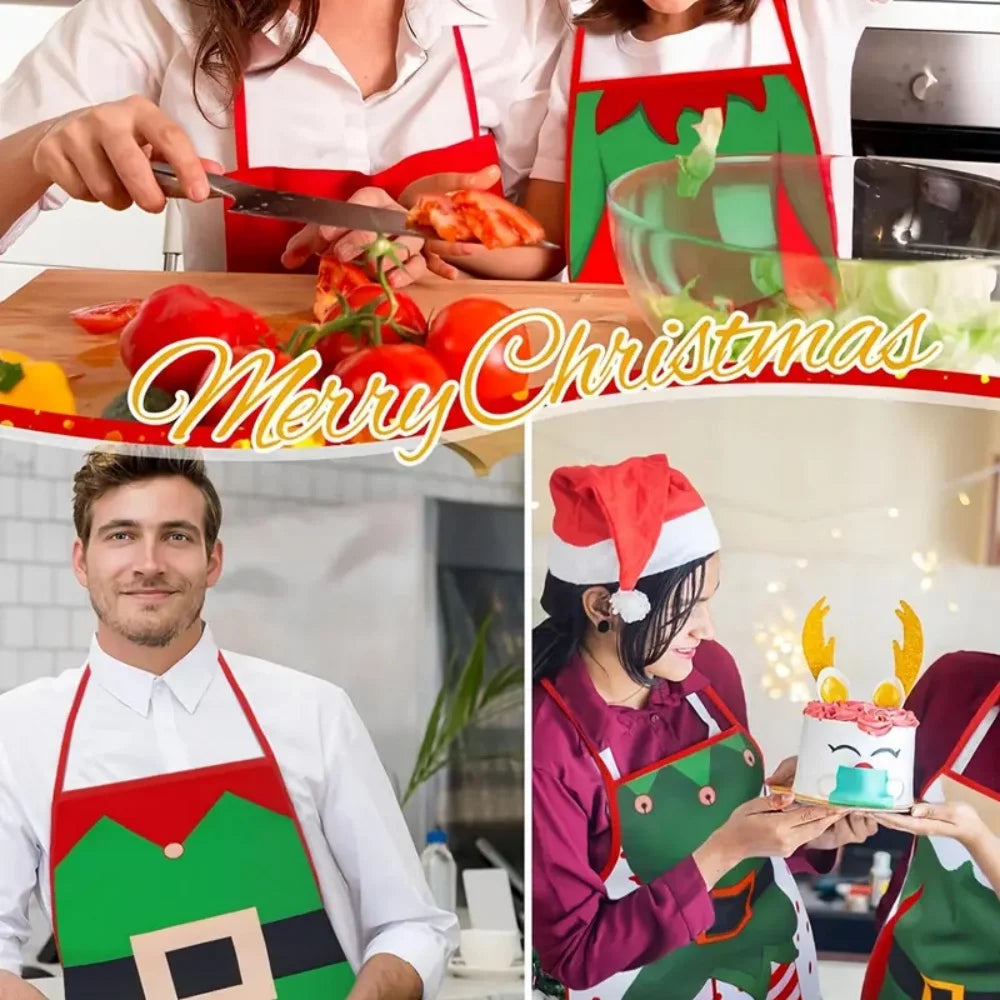 Christmas Elf Aprons Adjustable Neck Strap Waist Tie Green Legs Party Zpaxo