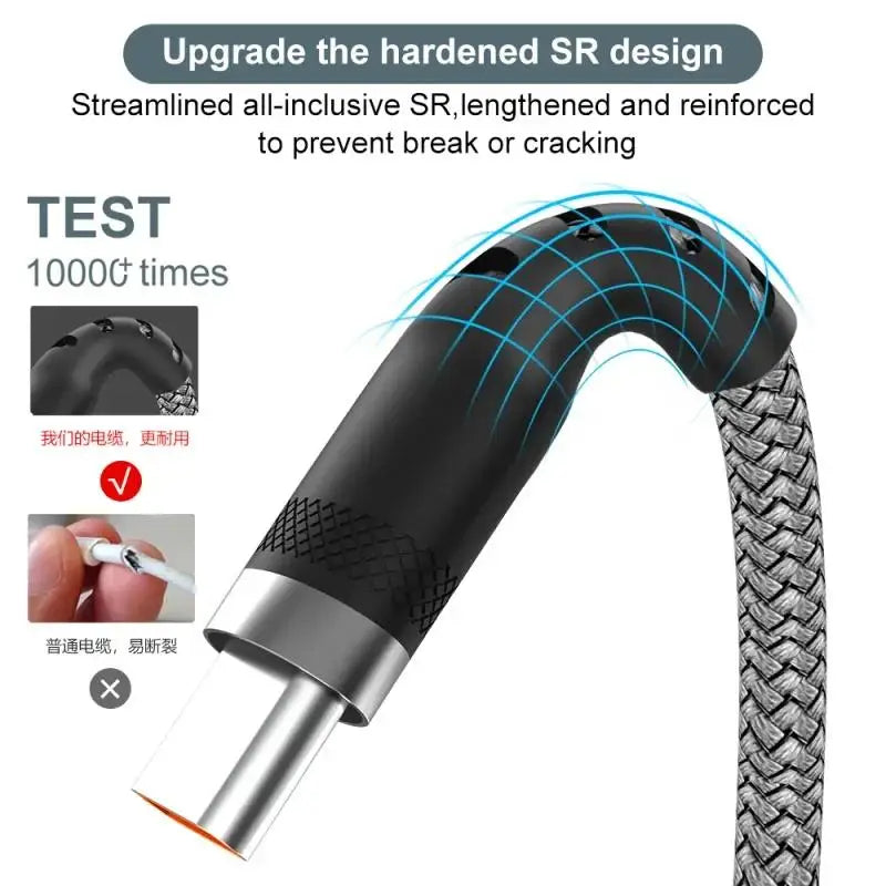 1/2/3/5/8m 6A Super Fast Charging Extra Long Charging Nylon Cable USB Type C For iPhone Xiaomi Huawei Data Extended Type C Cable Zpaxo