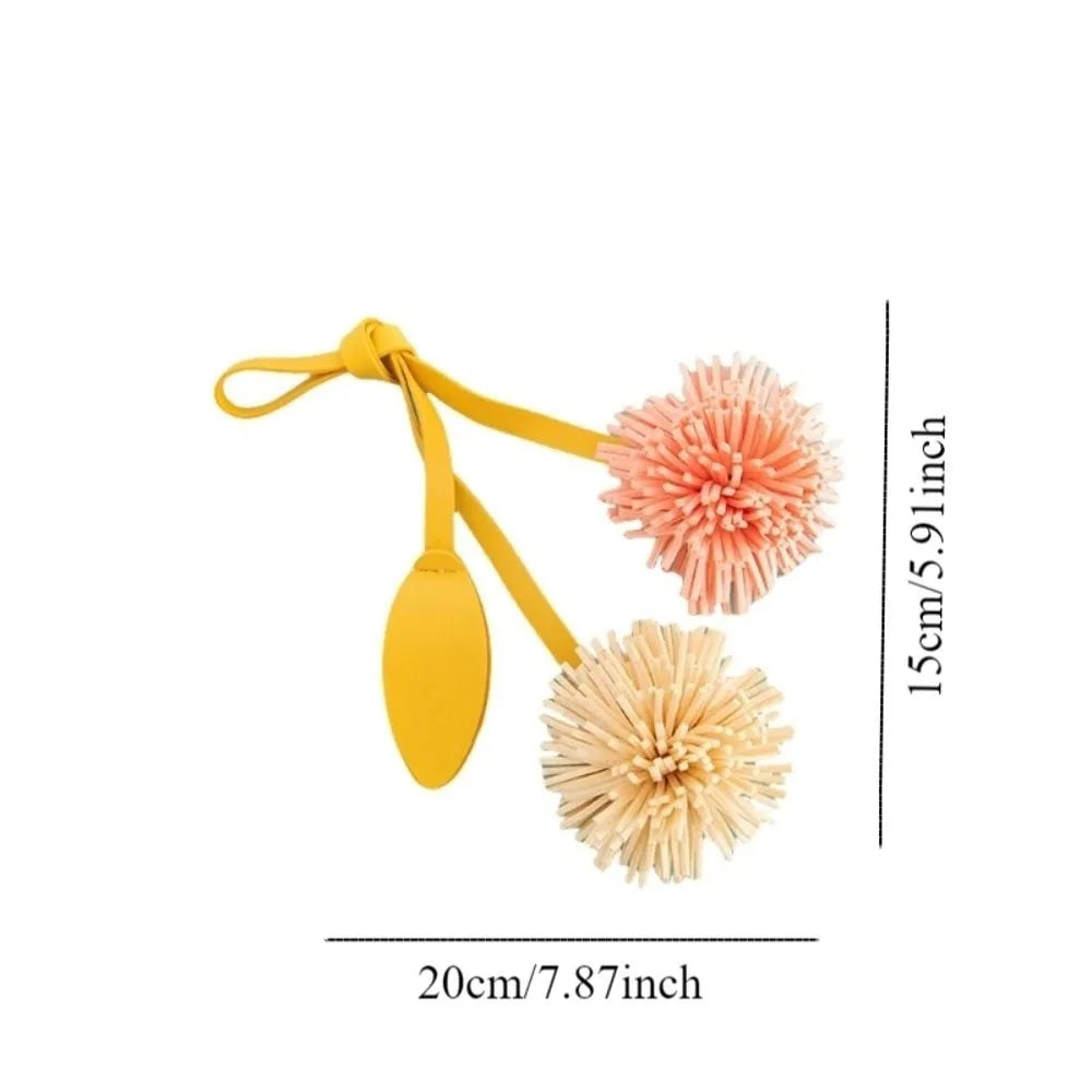 Korean Style PU Leather Flower Pendant Chrysanthemum Bag Accessories Leather Flower Keychain Handmade Personality Zpaxo