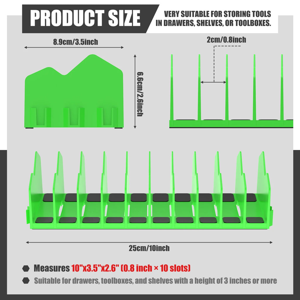 2 Plier Organizer Rack 10-Slot Tool Non-slip Rubber Base Drawer