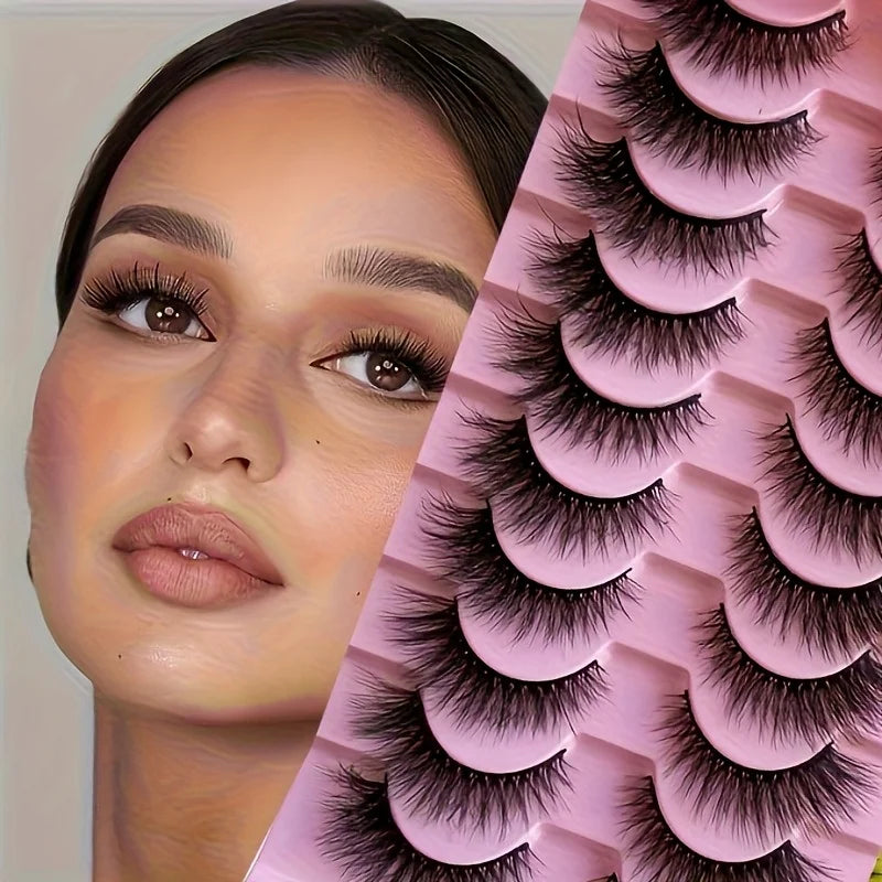 NEW 10 Pairs Cat Eye Lashes Fluffy Faux Mink Lashes 5D Wispy Lashes Pack Dramatic Long Thick Volume Eyelashes False Eyelas Zpaxo