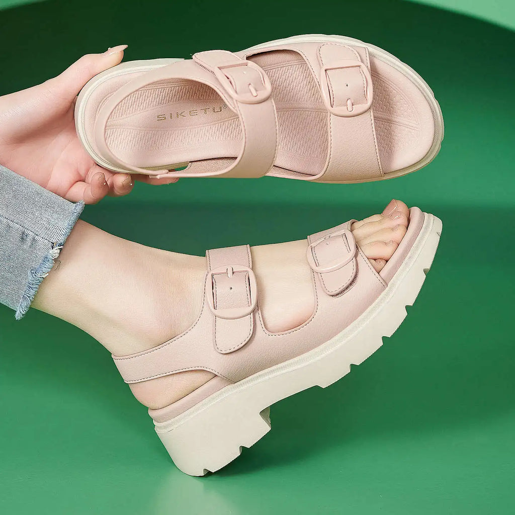 Womens Chunky Platform Sandals Adjustable Buckle Straps Nonslip Lug Zpaxo