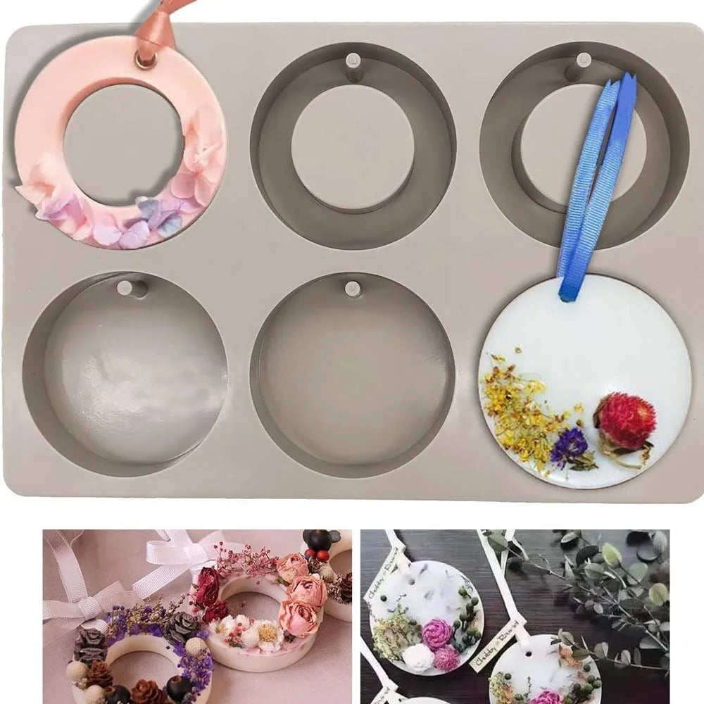1PC DIY Silicone Clay Aromatherapy Tablets Molds Hanging Ornaments Wax Molds Flower Soap Mold Craft Accessories Soap Mold Zpaxo