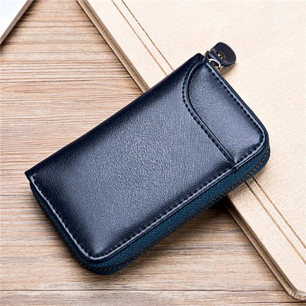 Zipper Split Car Key Wallet Solid Color Mini Purse PU Leather Key Bag Simple Portable Key Holder Organizer Pouch Card Bag Zpaxo