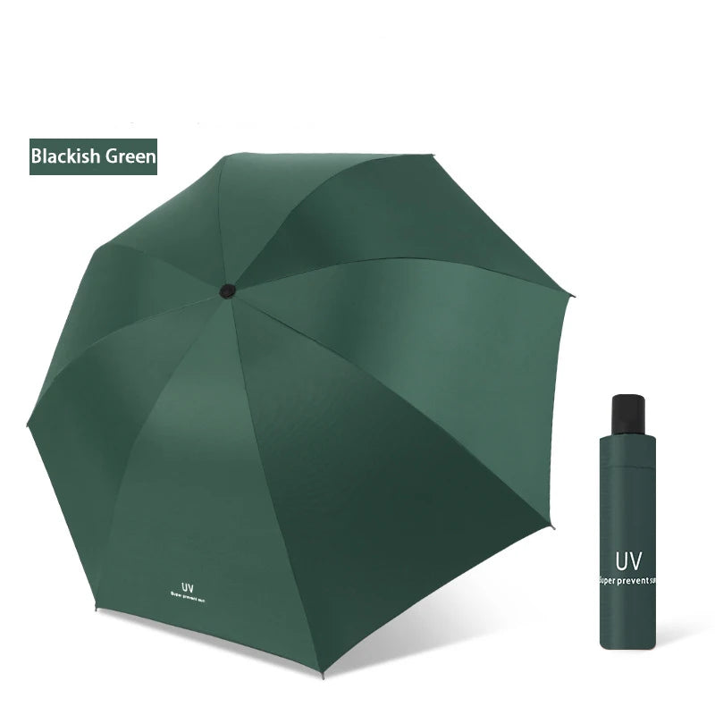 Foldable Manual Umbrella, Waterproof and Windproof Umbrella, Anti-UV Umbrella for Sunny Or Rainy Days, Simple Solid Color Umbrel Zpaxo WHITE 8K full-fiber