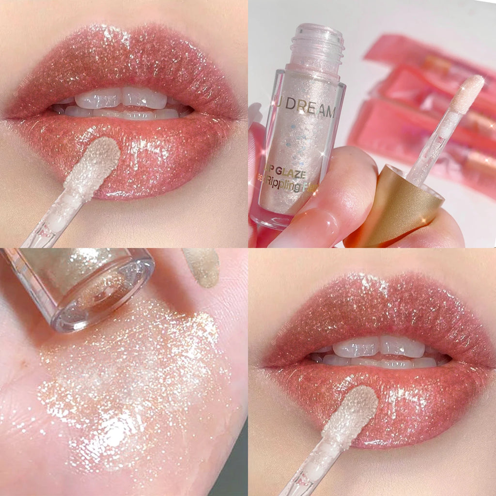 Sparkling Pink Lip Gloss, Glitter Lip Glaze for Plump & Shining Lip Makeup, Long-Lasting Moisturizing Lip Glaze Zpaxo JUJU 9416-02