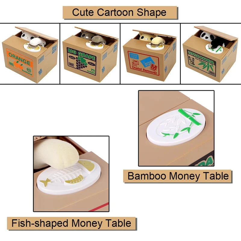 Electronic Piggy Banks Automatic Panda Cat Home Decor Cute Gifts Kids