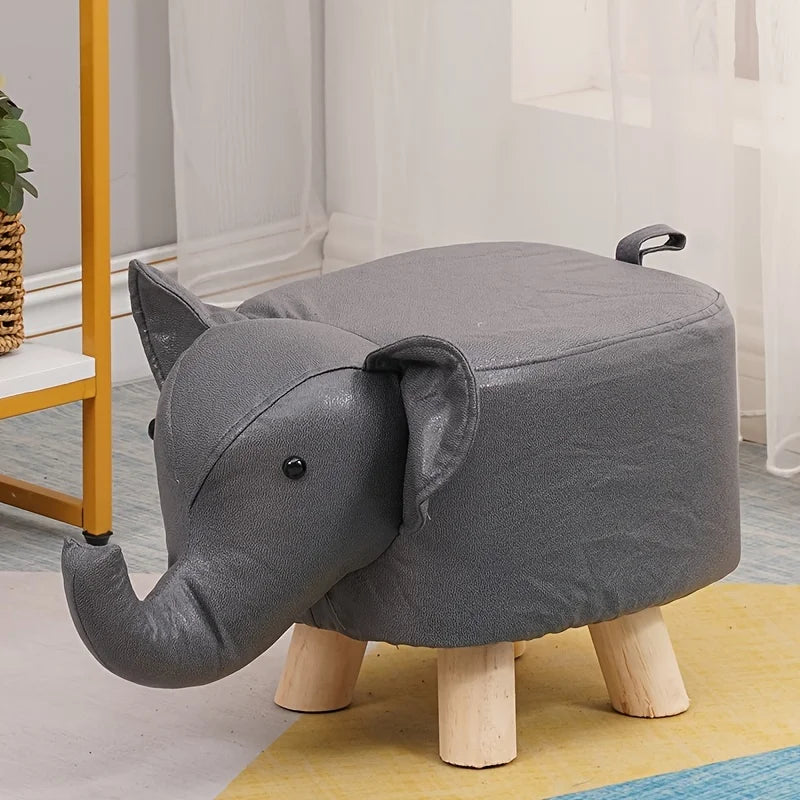 1 Elephant Stool Children's Animal Cute Creative Solid Wood Zpaxo grey