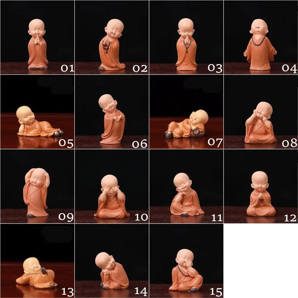 Religion Buddha Car Decoration Ornament Resin Little Monk Figurine Zpaxo