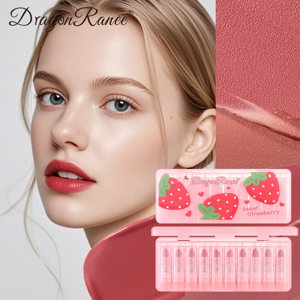 Ten-Piece Lipstick Set, Velvet Matte Finish, Silky and Delicate Finish, Long-Lasting, Waterproof, Enhances Complexion, Lipstick Set Zpaxo