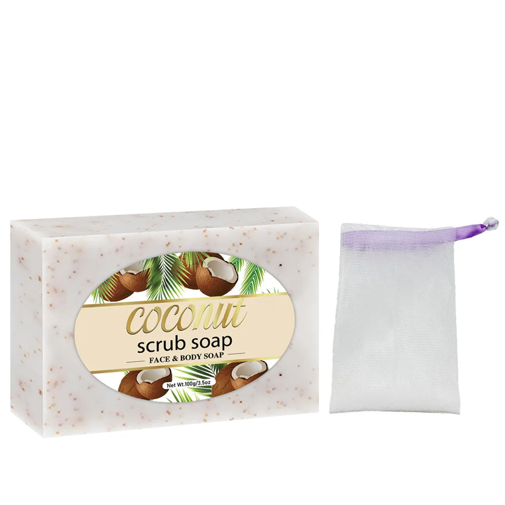 Coconut Scrub Soap – Handmade Exfoliating Face & Body Bar Exfoliating Bar Soap Zpaxo