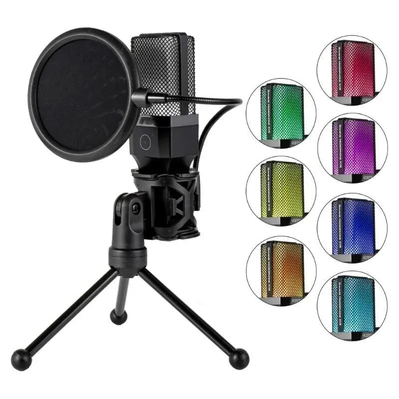 652F USB Condenser Microphone Lighting Adjustable 360 Degree Stand Zpaxo