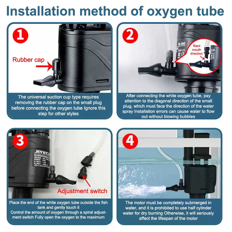 3-In-1 Fish Farming Oxygen Pump Small Upper Filtration Circulation Zpaxo