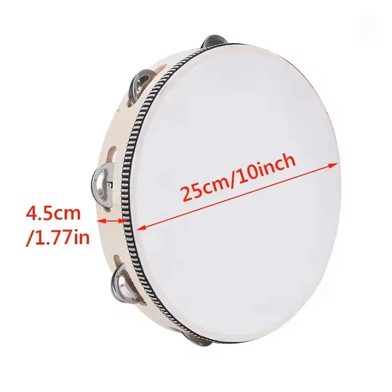 4 7 Tambourine Drum Wooden Hand Held Metal Jingles Percussion Musical