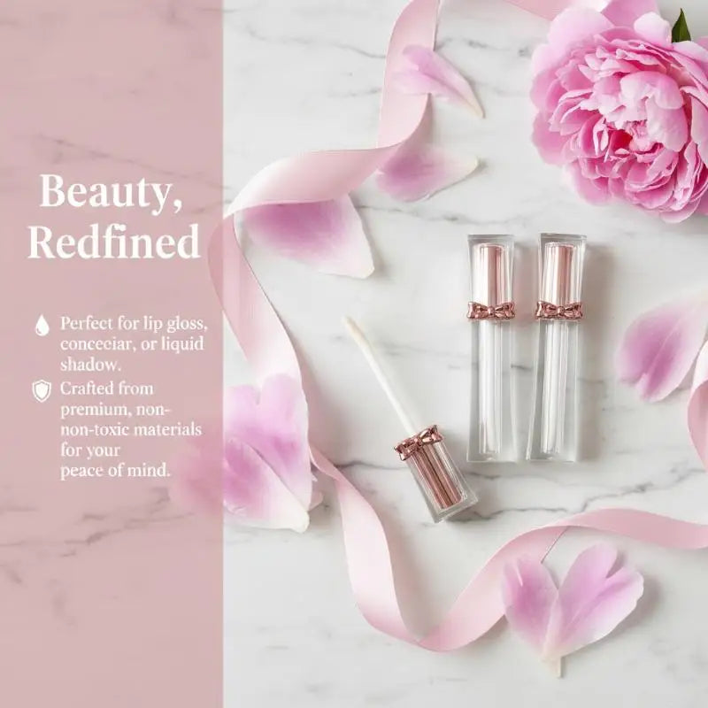 Empty Portable Lip Gloss Tubes DIY Clear Bowknot Glaze Square Rose Zpaxo