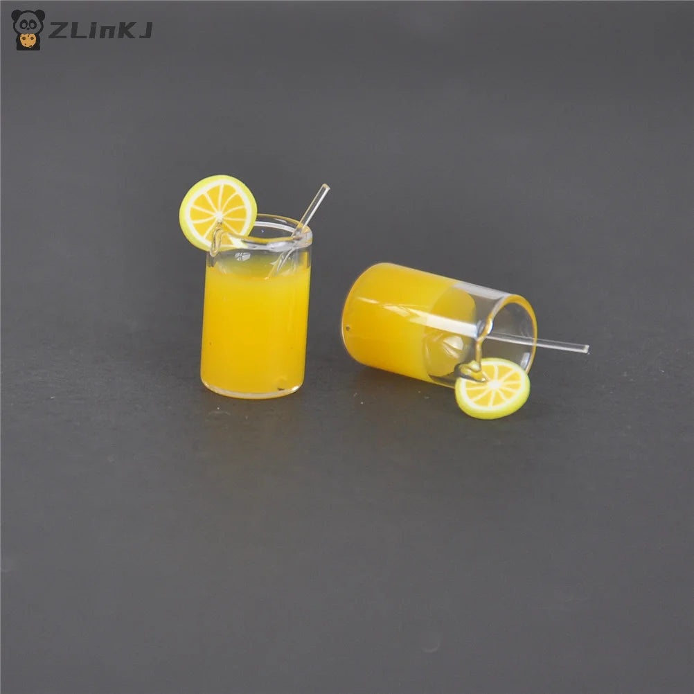 ▶2Pcs Mini Lemon Water Cup 1:12 Dollhouse Accessories Toy Zpaxo