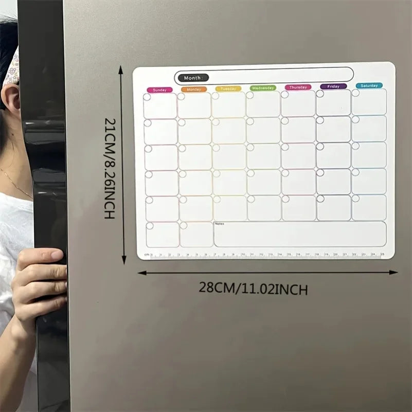 Magnetic Fridge Organizer Set - Reusable Monthly/Weekly Planner Sticker + Memo Board, Calendar & Note Kit for Home Office Zpaxo