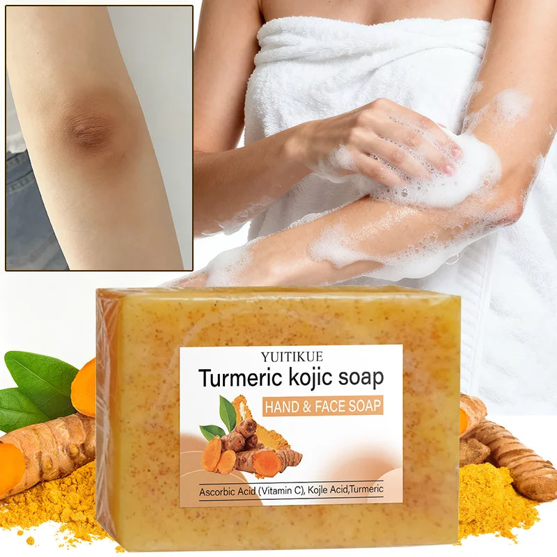 YUITIKUE Turmeric Kojic Acid Brightening Soap 200g – All Skin Types Brightening Bar Soap Zpaxo