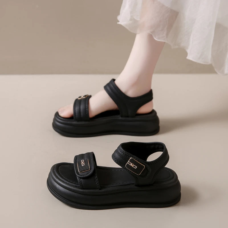 Women's Round Open Toe Comfortable Solid Sandals Summer Women Fashion Zpaxo
