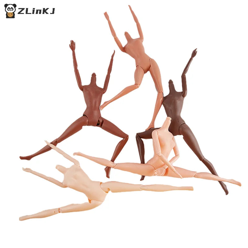 ▶1Pc 11 Movable Joints 26/27cm African Doll Nude Body Brown Black Skin Doll Body Skin Children's Pretty Girl Toy Gift Zpaxo