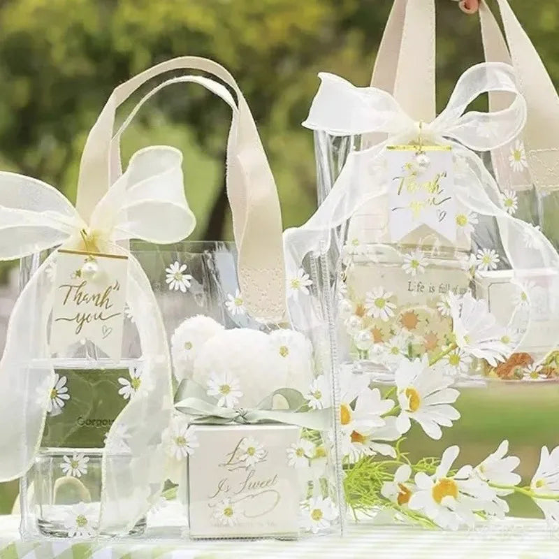 Clear Daisy PVC Tote Bag Women Premium Birthday Box Elegant