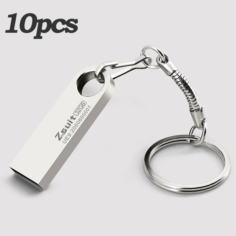 10pcs Metal USB Flash Drives 64GB Waterproof USB Stick 4GB Free Key Ring Pen Drive 3.0 Gift Free Shipp Memory USB 2.0 Free Logo Zpaxo usb 2.0-4GB Silver