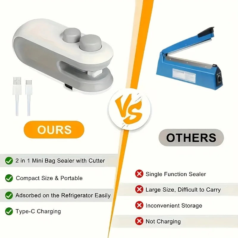 Rechargeable Snack Bag Sealer USB Magnetic Mini Food Storage Travel