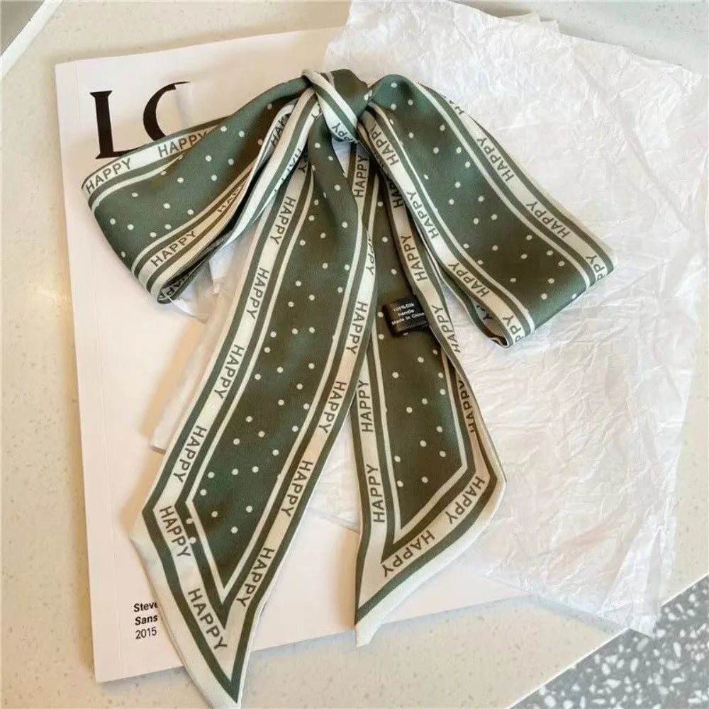 Women Narrow Thin Scarf Letters Print Long Ribbon Scarf Handle Bag Ribbons Multi-Function Decorative Neckerchief Hair Tie Band Zpaxo 6