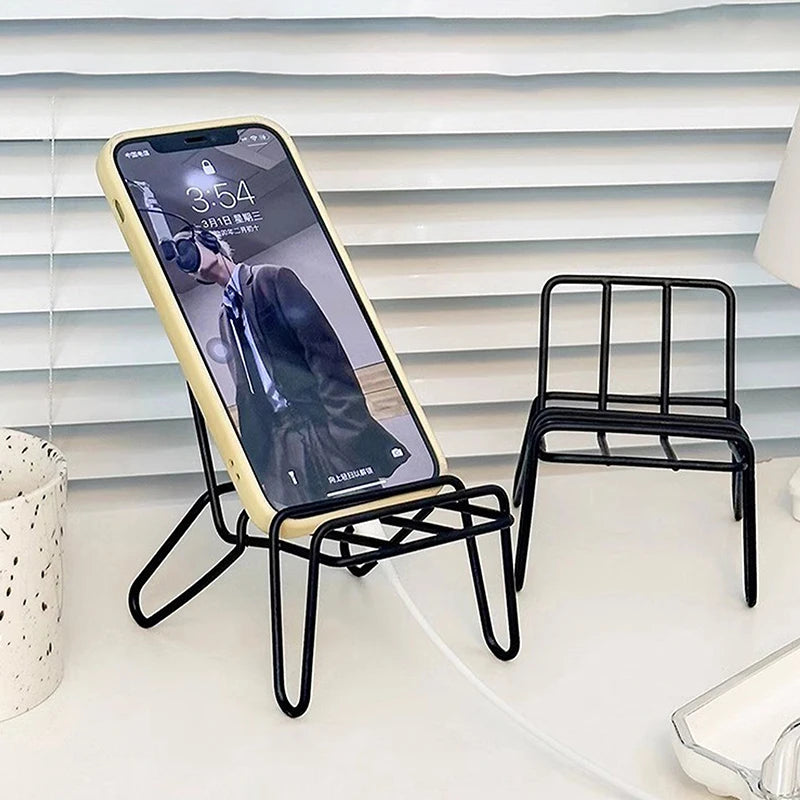 Small Chair Design Iron Mobile Phone Holder Racks Stand Simple Student Creative Desktop Ornaments Home Accessories Zpaxo