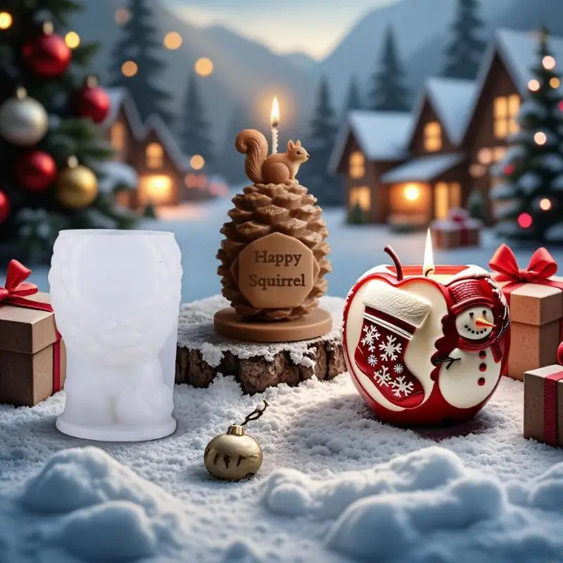 Holiday Themed Soap Mold Flexible Silicone Baking Crafting Supplies