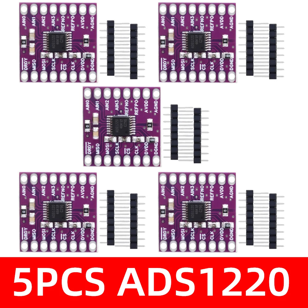 ADS1220 ADS1120 ADC 24 Bit 16 Bit Converter Module I2C Low Power 24 Bit Analog-to-Digital Converter for Arduino Zpaxo ADS1220 5PCS
