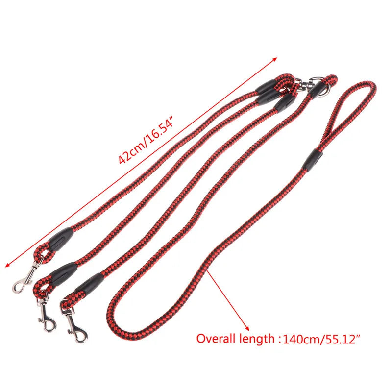 Heavy Duty Triple Pet Dogs Leash Coupler Lead Nylon Soft Handle
