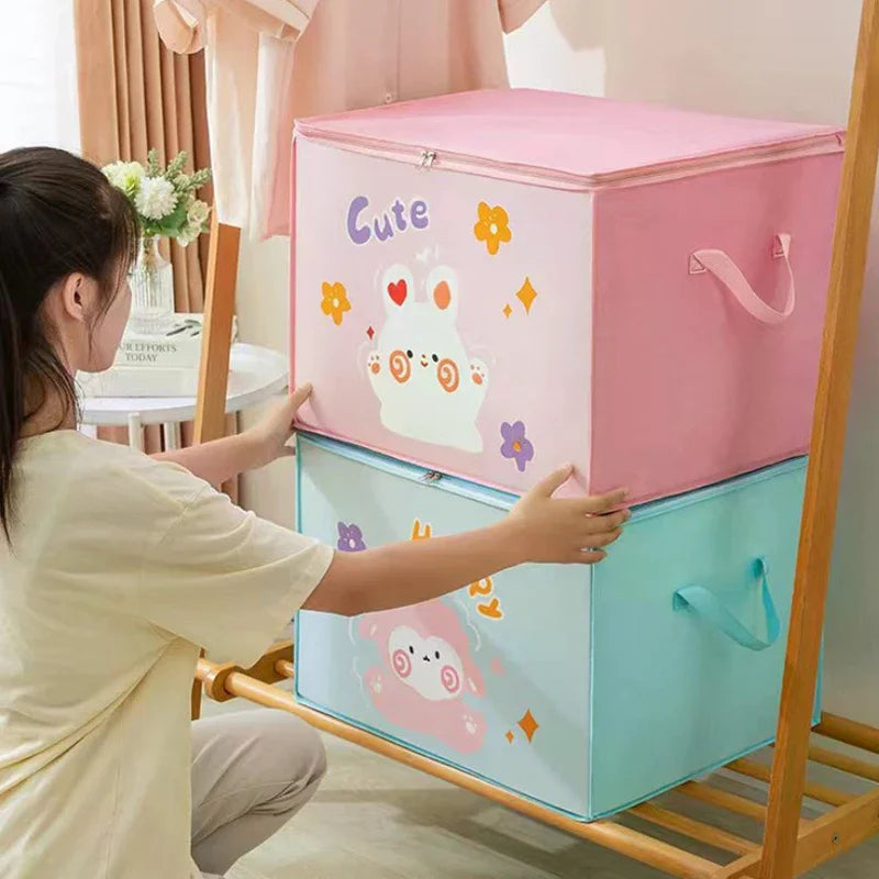 For Cartoon Animal Nursery Toy Bins Cube Folding Toys Storage Box Felt Cloth Fabric Storage Basket Kids Toys Organizer Box Zpaxo