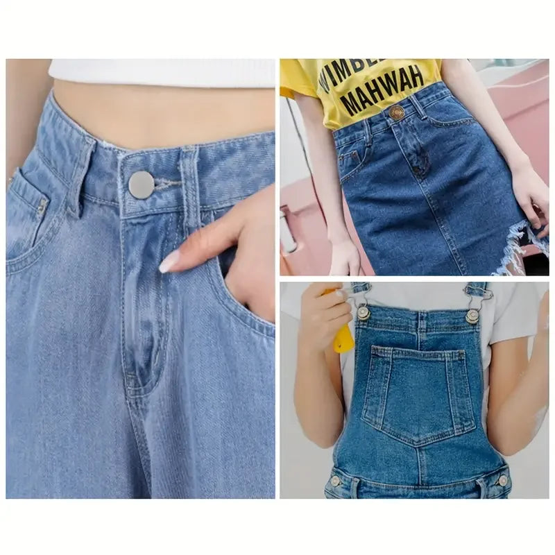 10PCS Adjustable No-Sew Bronze Jeans Buttons - Durable Metal Denim Clothes Snap Fasteners for Pants & Accessories Zpaxo
