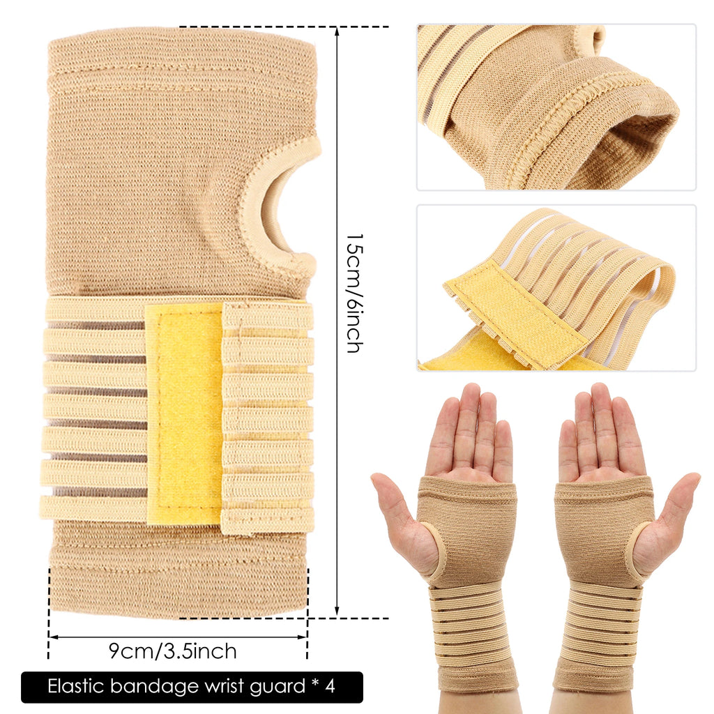 2/4PCS Sports Safety Wristband Elastic Bandage Wrist Guard Support Arthritis Sprain Band Carpal Protector Hand Shaping Sweatband Zpaxo
