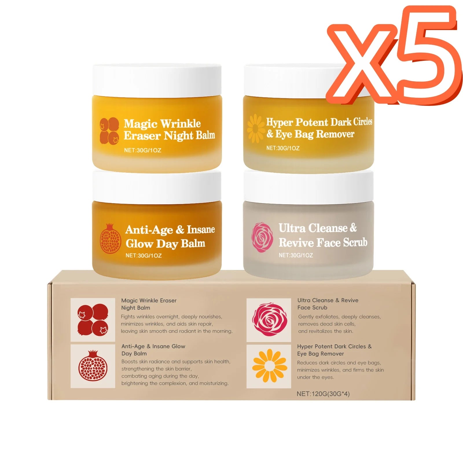 Day & Night Skincare Set – Moisturizing, Brightening & Eye Cream Skincare Set Zpaxo 5x4x30g