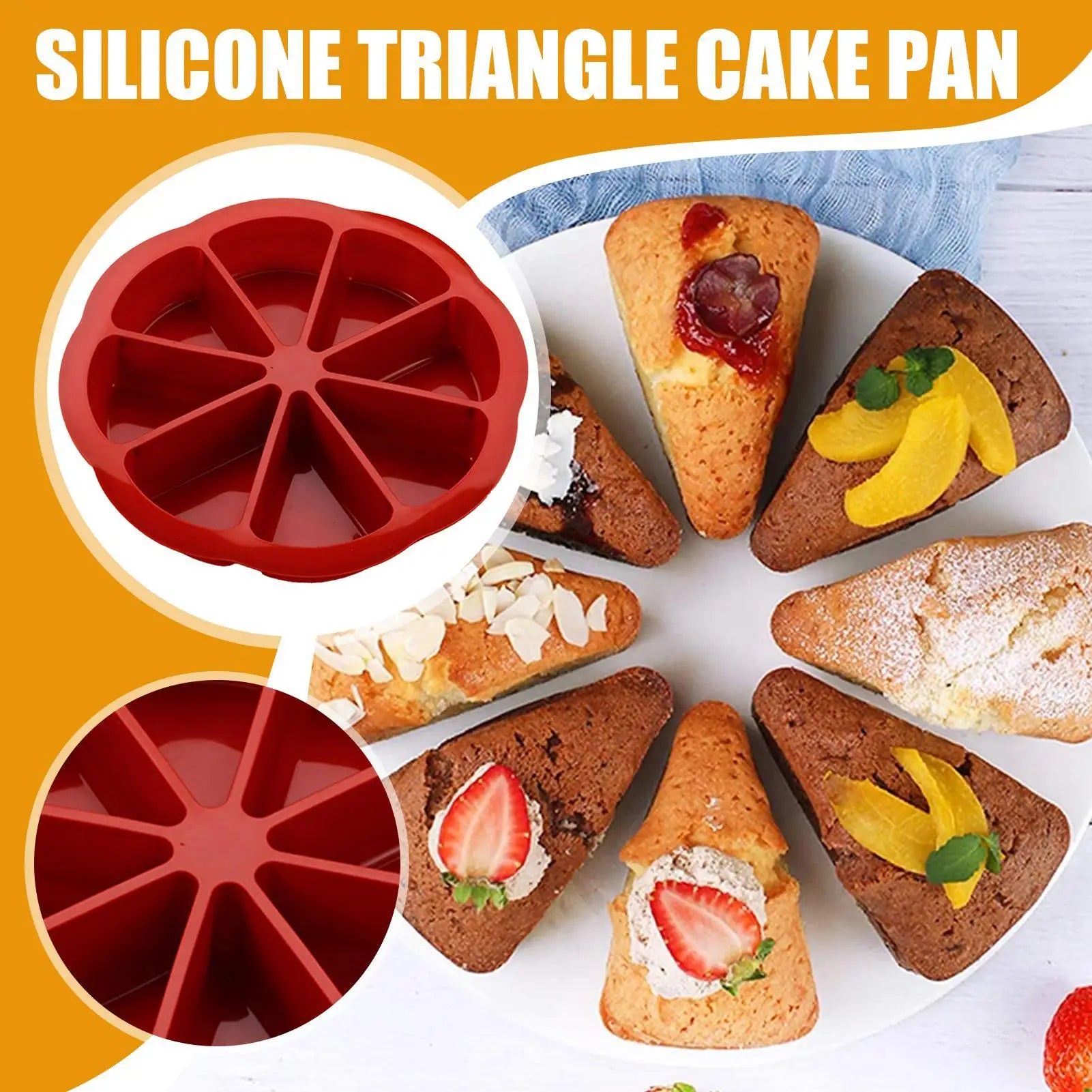 Silicone Cake Pans for Baking Non-Stick Mould for Cake Making Cornbread Making Mould 8-Cavity Triangle Scone Baking Pan Zpaxo