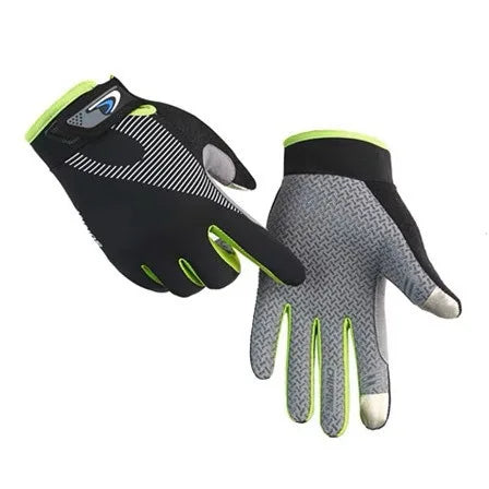 Long finger gloves thin for men and women outdoor sports long finger fishing hiking fitness cycling gloves Zpaxo Green gloves M