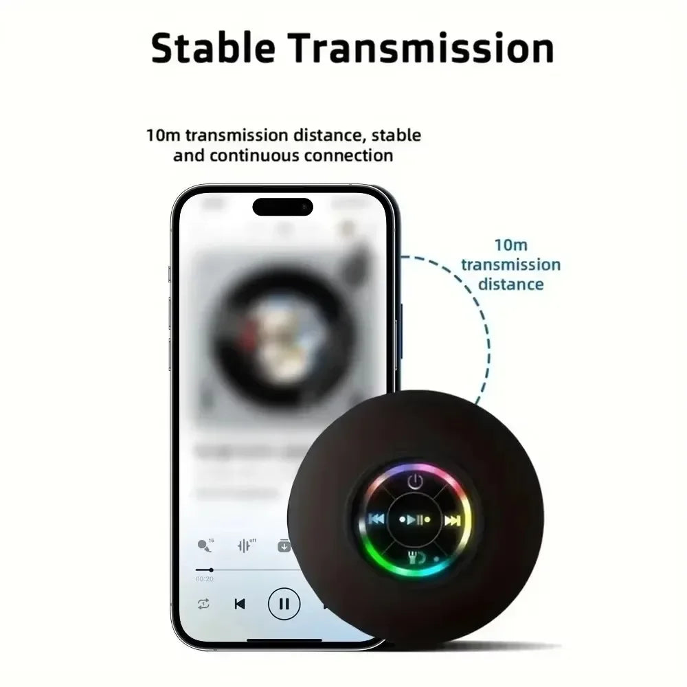 2025 Bathroom Waterproof Wireless LED Bluetooth Speaker Large Suction Cup Mini Portable Speaker Outdoor Sports Stereo Speaker Zpaxo